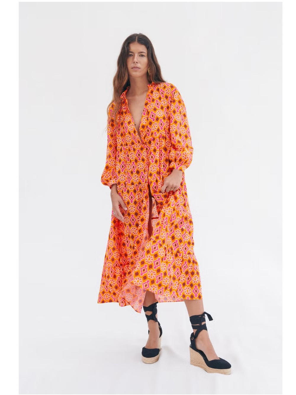 Zara The Selma Tiered Cotton Dress Sz M